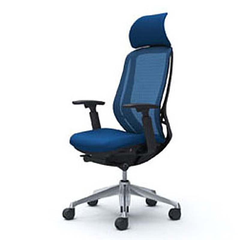 C68ABR-FMP3 オフィスシーティング シルフィ 可動肘 エクストラハイバック 背メッシュ 五本脚 オカムラ(岡村製作所) 肘掛あり ミディアムブルー色   C68ABR-FMP3