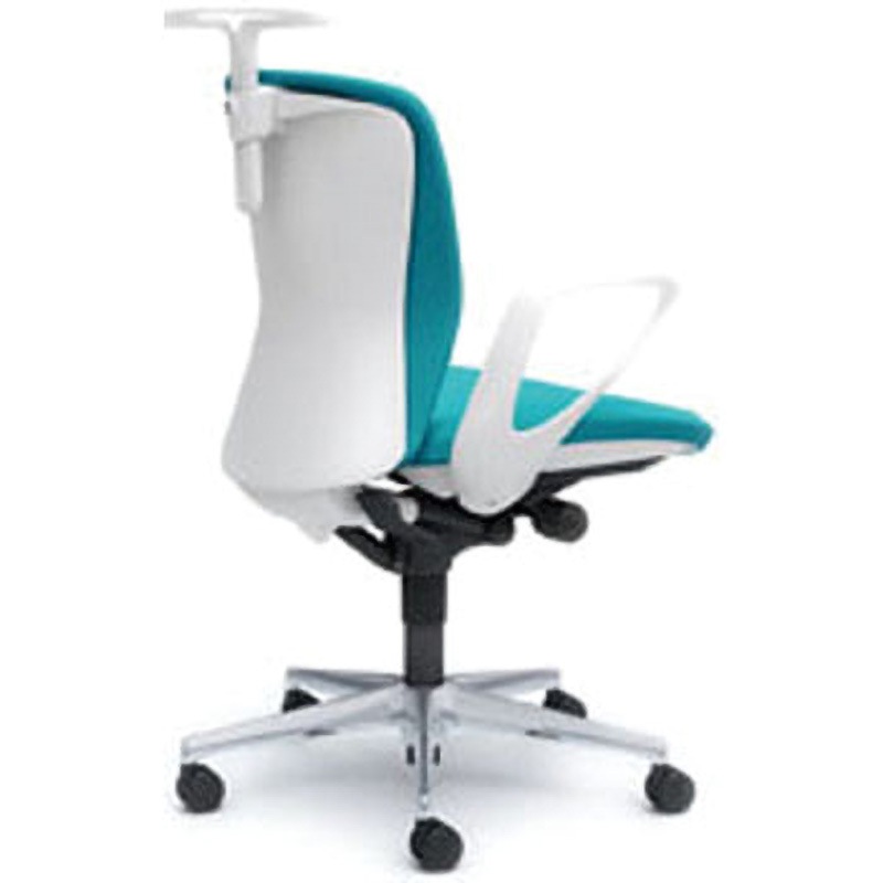 C342WA-FSG6 オフィスシーティング スラート 固定肘 ローバック オカムラ(岡村製作所) キャスターあり ブルーグリーン色 ホワイト 幅580mm奥行645mm高さ878mm  C342WA-FSG6