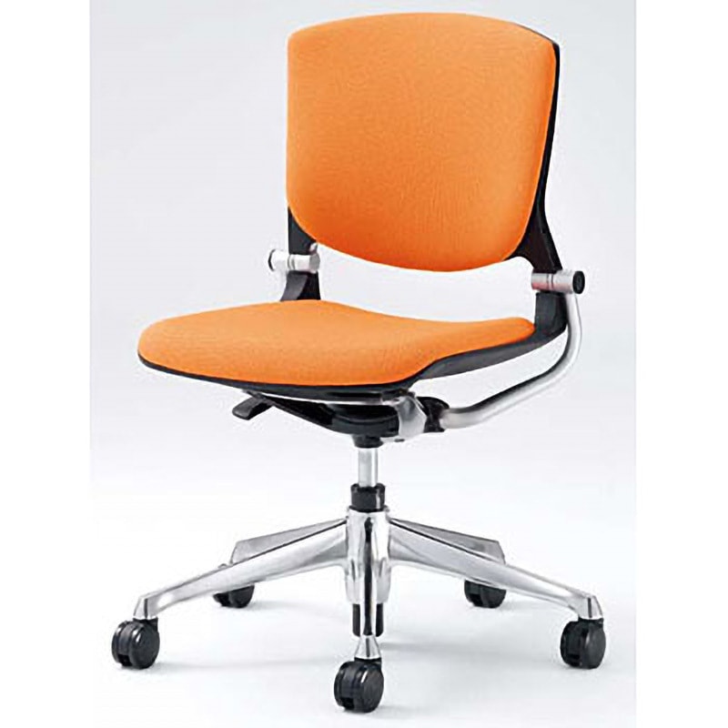 8142LS FBA8 ミーティングチェア グラータ 肘無 5本脚 背パッド付き オカムラ(岡村製作所) キャスターあり オレンジ   8142LS FBA8