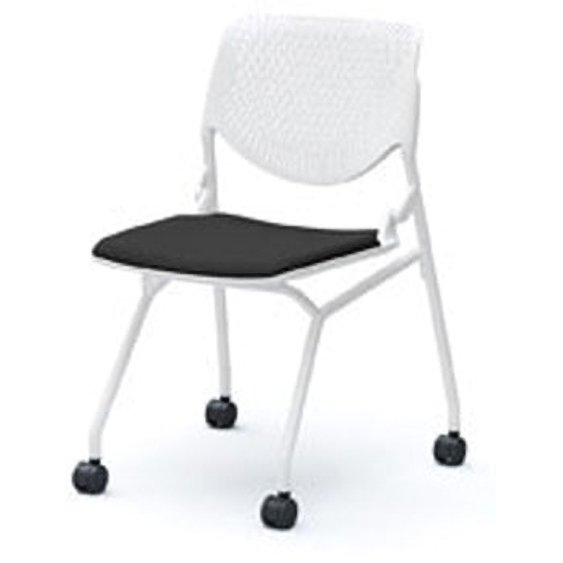 81S1AY-FSF1 ミーティングチェア ルナ 4本脚 オカムラ(岡村製作所) ブラック キャスターあり ポリプロピレン樹脂 高さ820mm幅560mm奥行560mm  81S1AY-FSF1