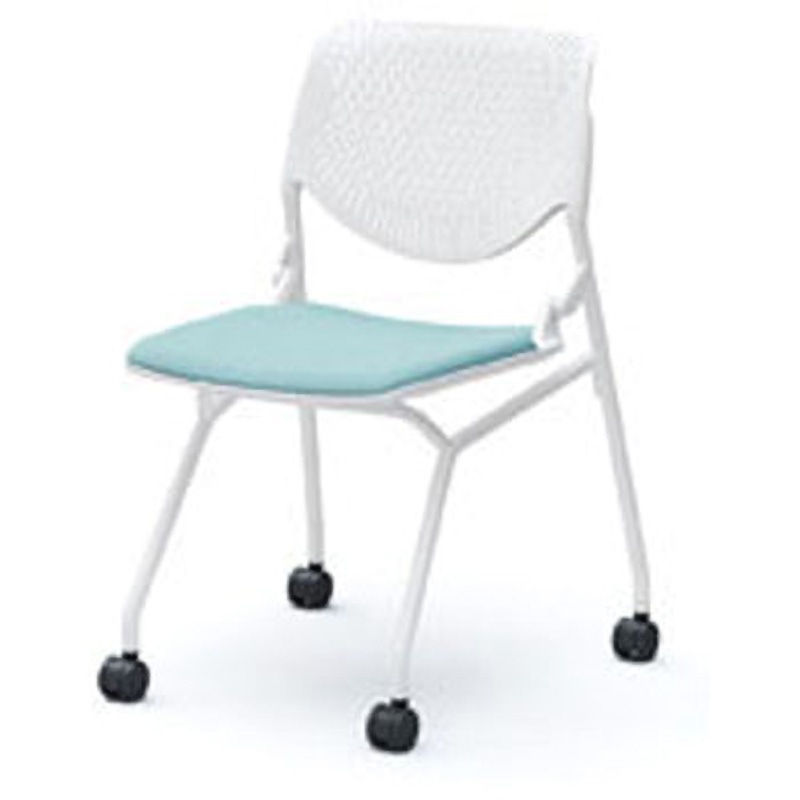 81S1AY-FSG7 ミーティングチェア ルナ 4本脚 オカムラ(岡村製作所) セージ キャスターあり ポリプロピレン樹脂 高さ820mm幅560mm奥行560mm  81S1AY-FSG7