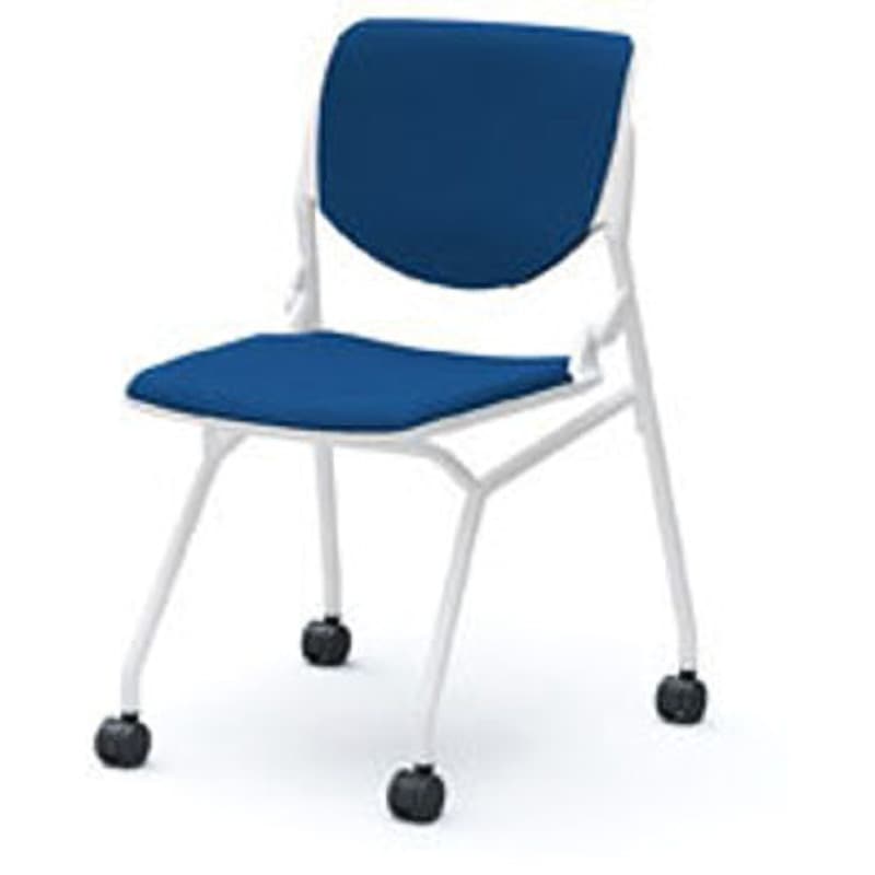 81S1AZ-FSF3 ミーティングチェア ルナ 背パッド付き 4本脚 オカムラ(岡村製作所) ミディアムブルー色   81S1AZ-FSF3