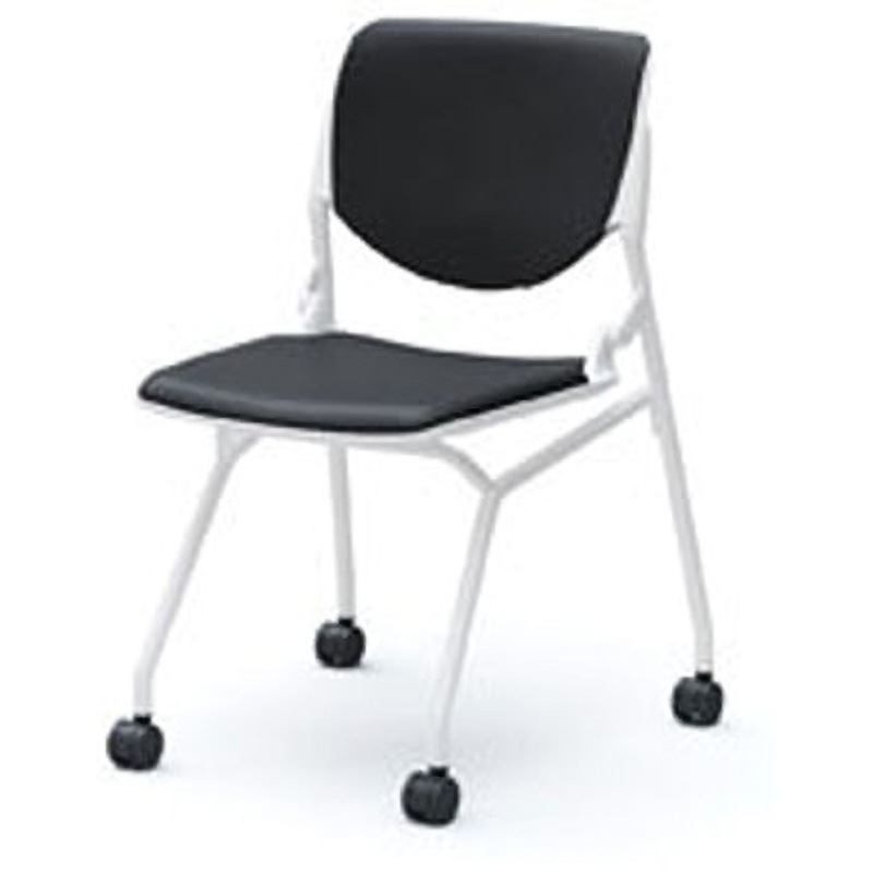 81S1AZ-PB20 ミーティングチェア ルナ 背パッド付き 4本脚 オカムラ(岡村製作所) ネオブラック色   81S1AZ-PB20