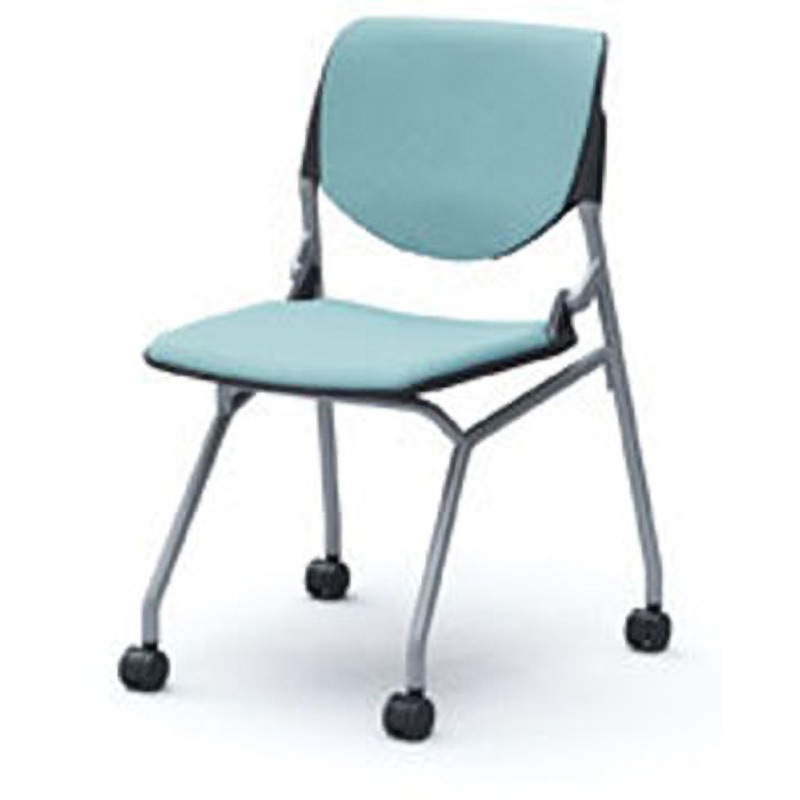 81S1CB-FSG7 ミーティングチェア ルナ 背パッド付き 4本脚 オカムラ(岡村製作所) セージ色   81S1CB-FSG7