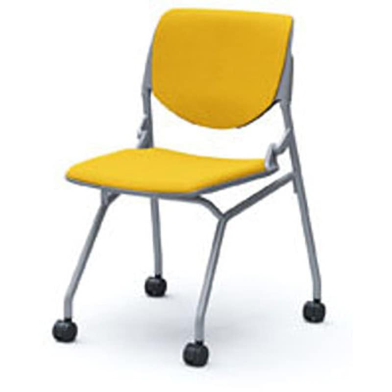 81S1BB-FSG9 ミーティングチェア ルナ 背パッド付き 4本脚 オカムラ(岡村製作所) イエロー   81S1BB-FSG9