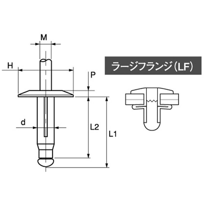 AD66TL-LF POPリベット AD 1セット(10個) 大阪魂 【通販モノタロウ】