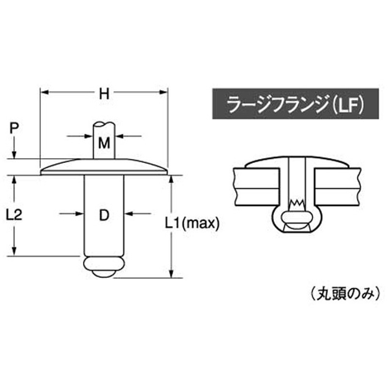 AD66ABSLF POPリベット(ラージAD 1セット(10個) 大阪魂 【通販モノタロウ】