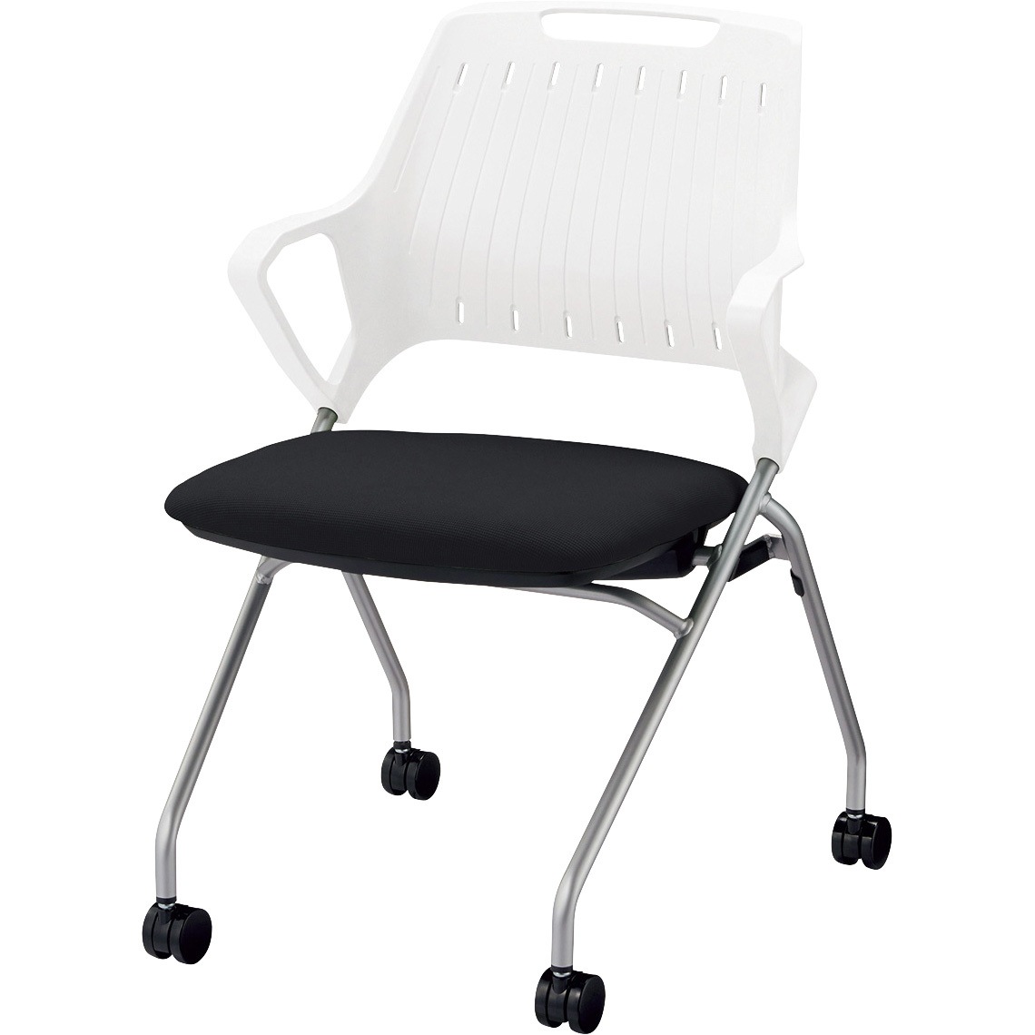 No.3980NF-W ミーティング用チェアー(レピス) LION (ライオン事務器) ブラック色 塗装脚・肘付 質量7.1kg 幅545mm奥行574mm高さ802mm