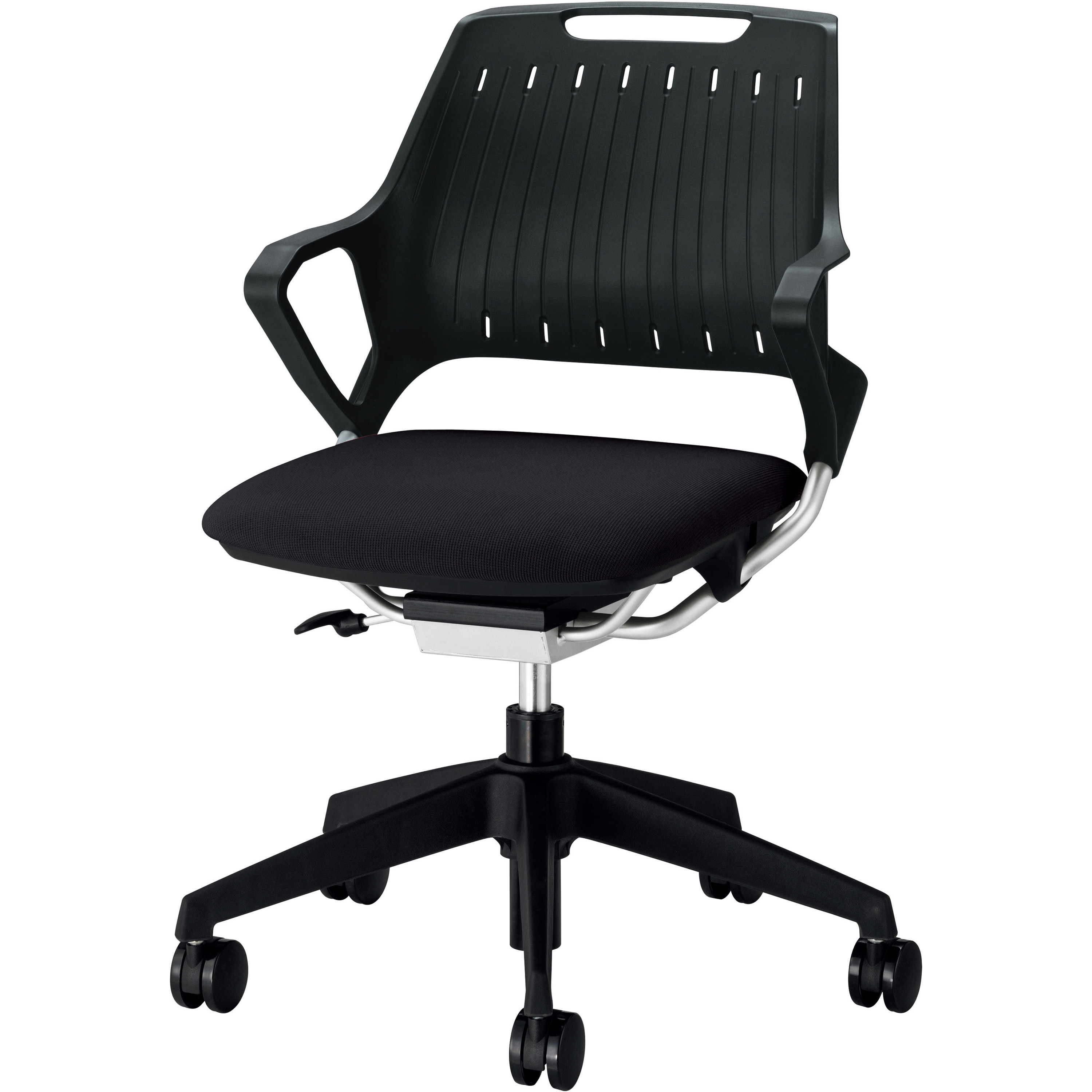 No.3960NF-K ミーティング用チェアー(レピス) LION (ライオン事務器) ブラック色 スタンダードタイプ・アルミ脚 質量8.7kg 幅630mm奥行545mm高さ800～890mm