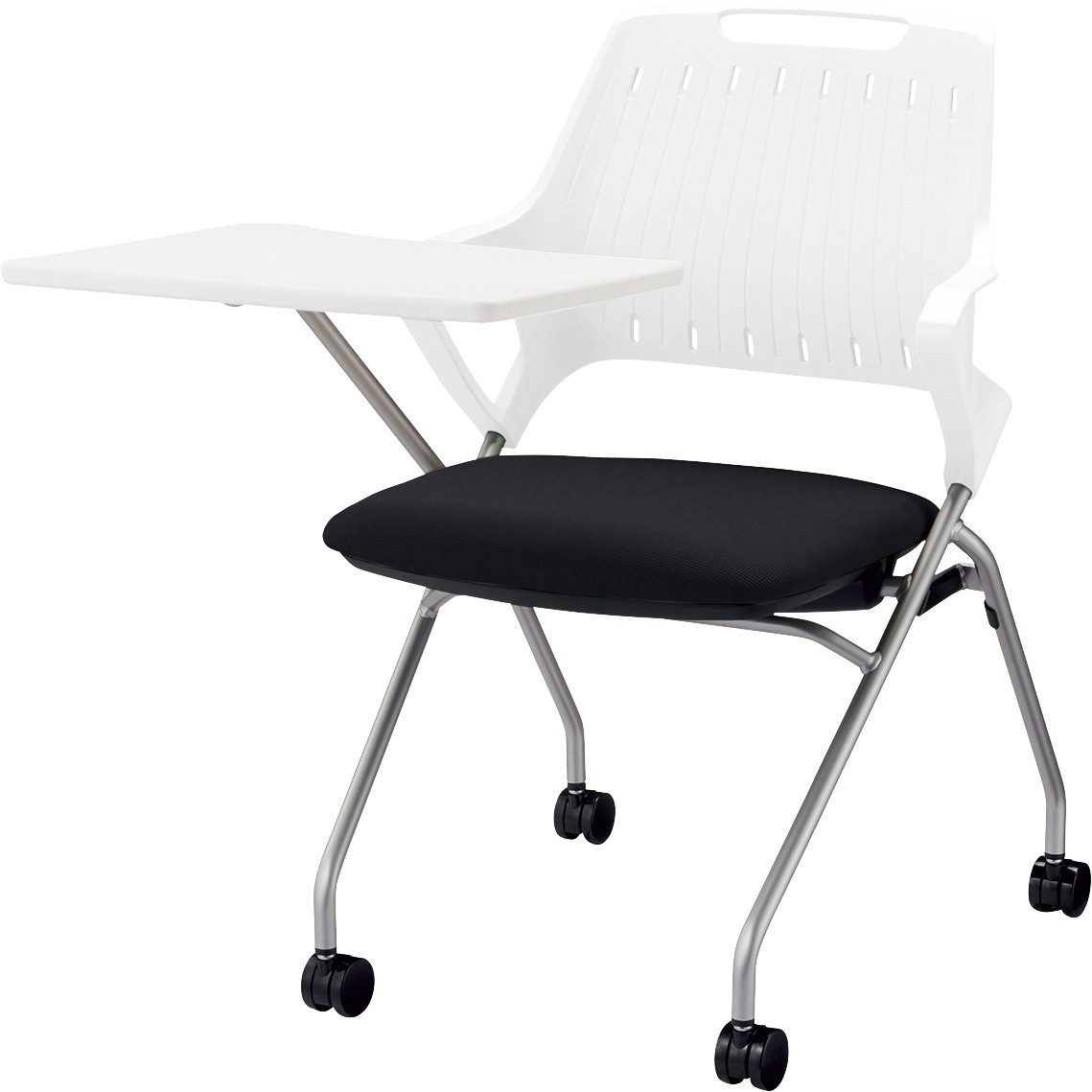 No.3981NF-W ミーティング用チェアー(レピス) LION (ライオン事務器) ブラック色 塗装脚・メモ台付 質量10.5kg 幅680mm奥行797mm高さ802mm