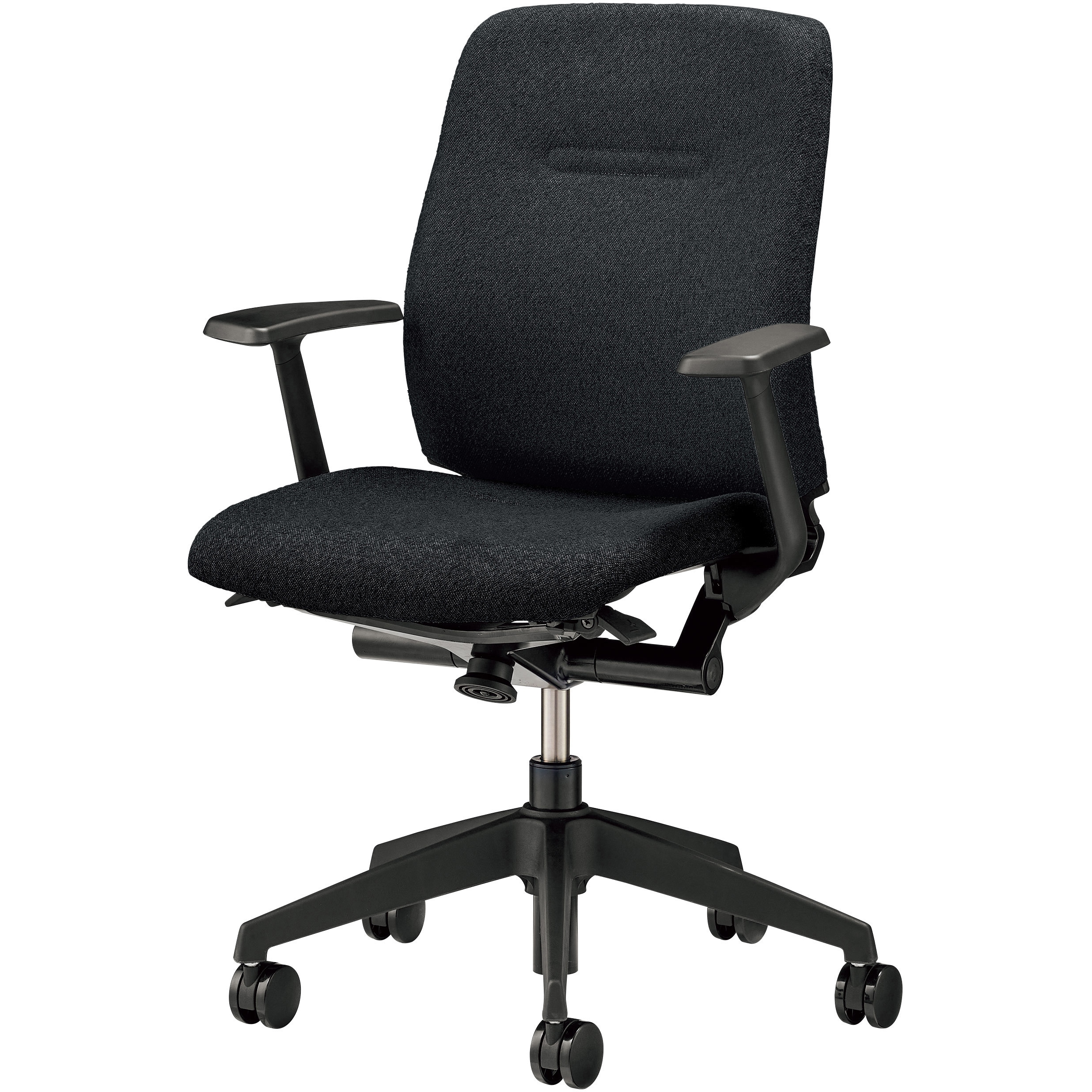 No.3700F オフィスチェアー(コストラ) LION (ライオン事務器) ブラック色 幅615mm奥行605mm高さ905～995mm