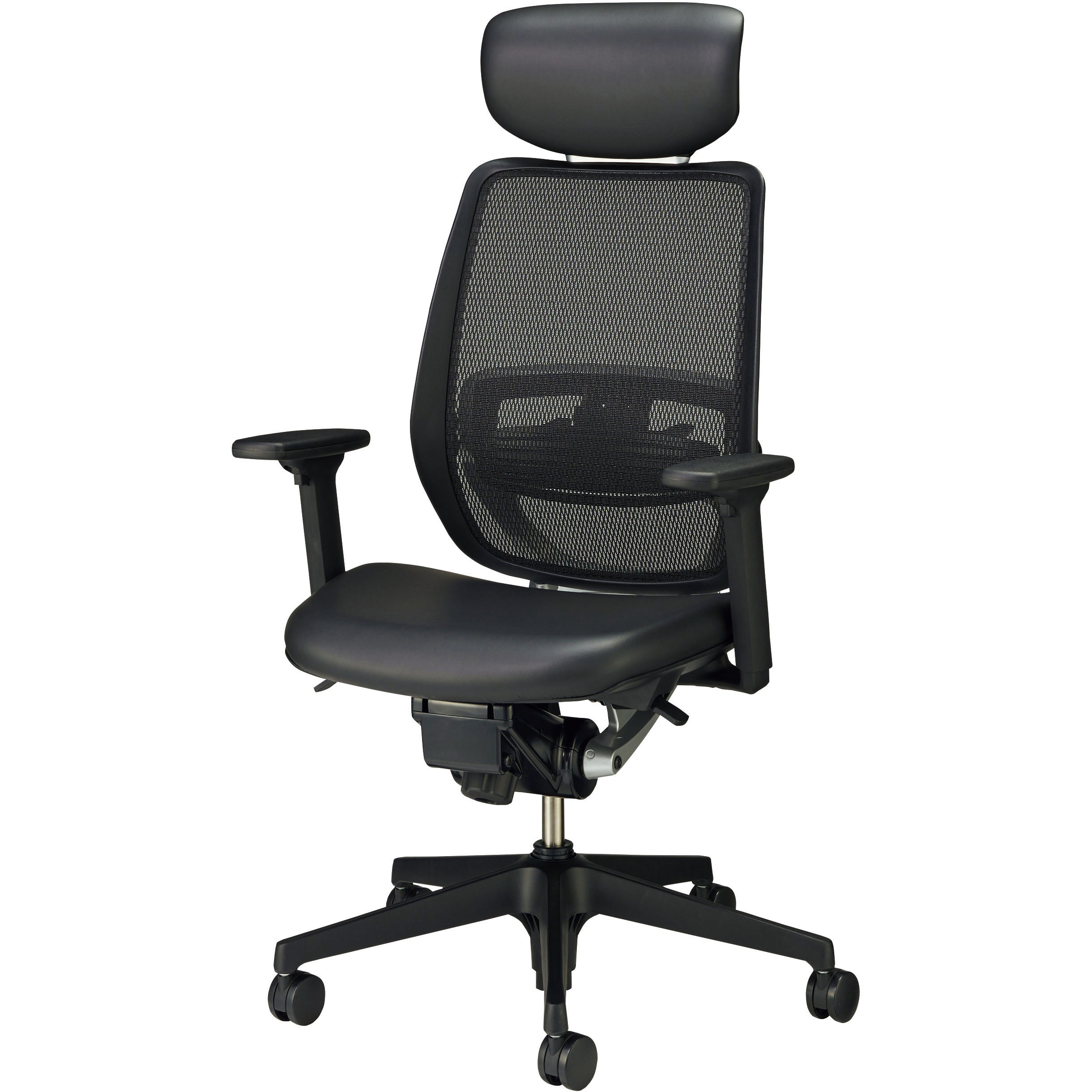 No.1363LS-K オフィスチェアー(レビフ2) LION (ライオン事務器) ブラック色