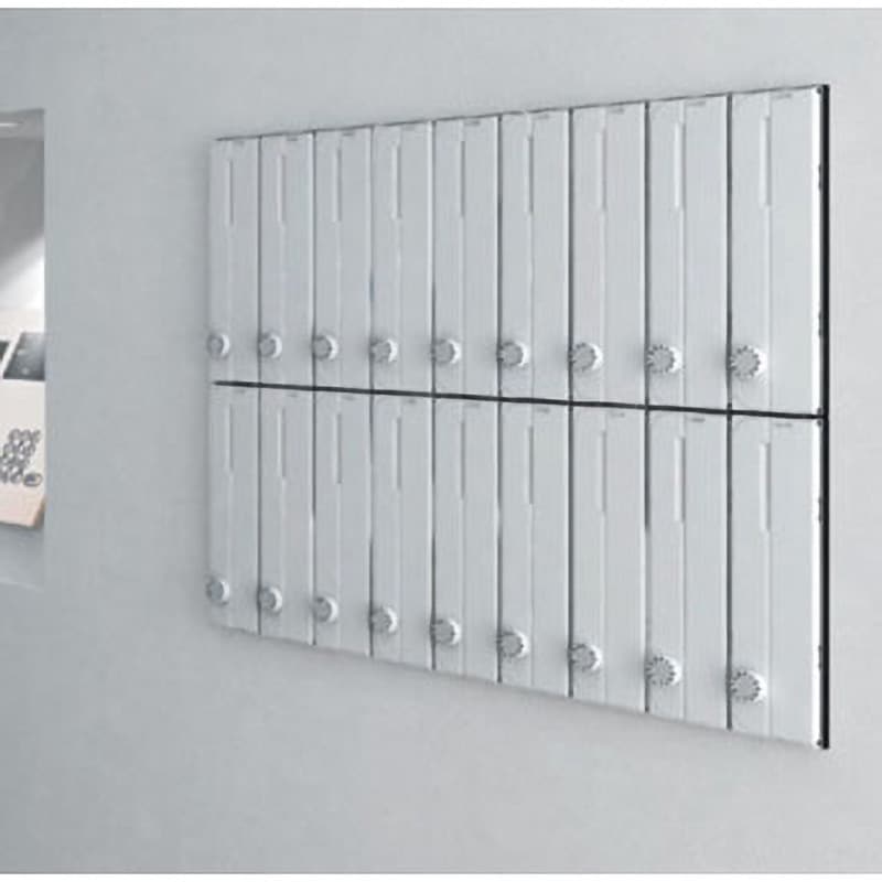 ナスタ ポスト 前入前出 2戸用 ホワイト 大型ダイヤル錠 屋内タイプ KS-MB6002PU-2L-W ナスタ 集合住宅・複合ビル用ポスト 横型2戸 前入前出 防滴