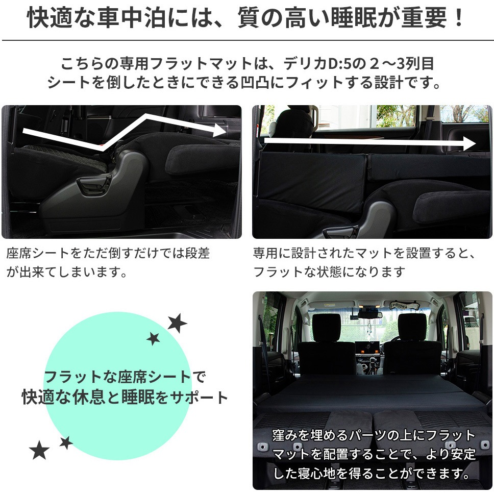A1600a-8-a-602BK 車中泊座席シートフラットマット 1台 セルタン