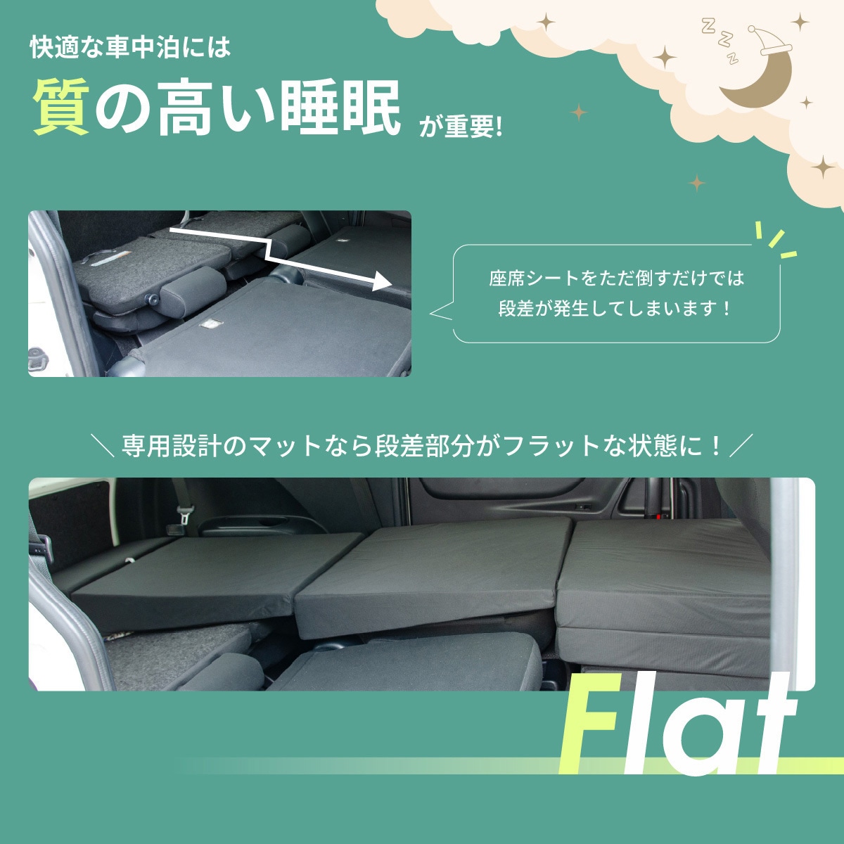 A1613a-1-a-602BK 車中泊座席シートフラットマット セルタン 助手席用