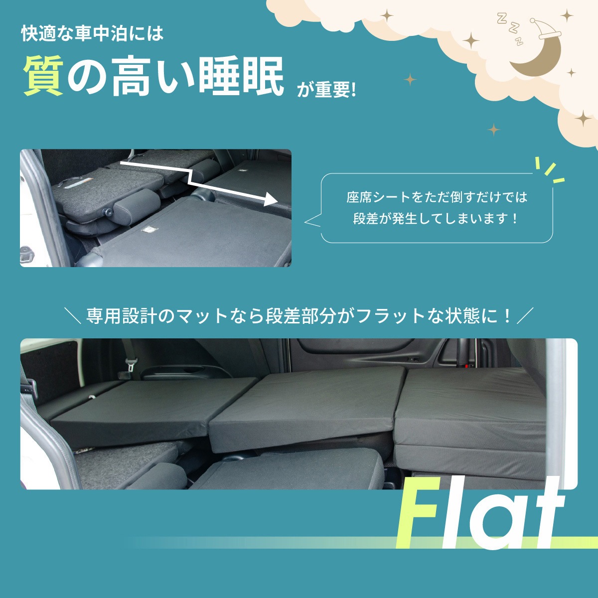 A1613a-2-a-602BK 車中泊座席シートフラットマット セルタン 全席用
