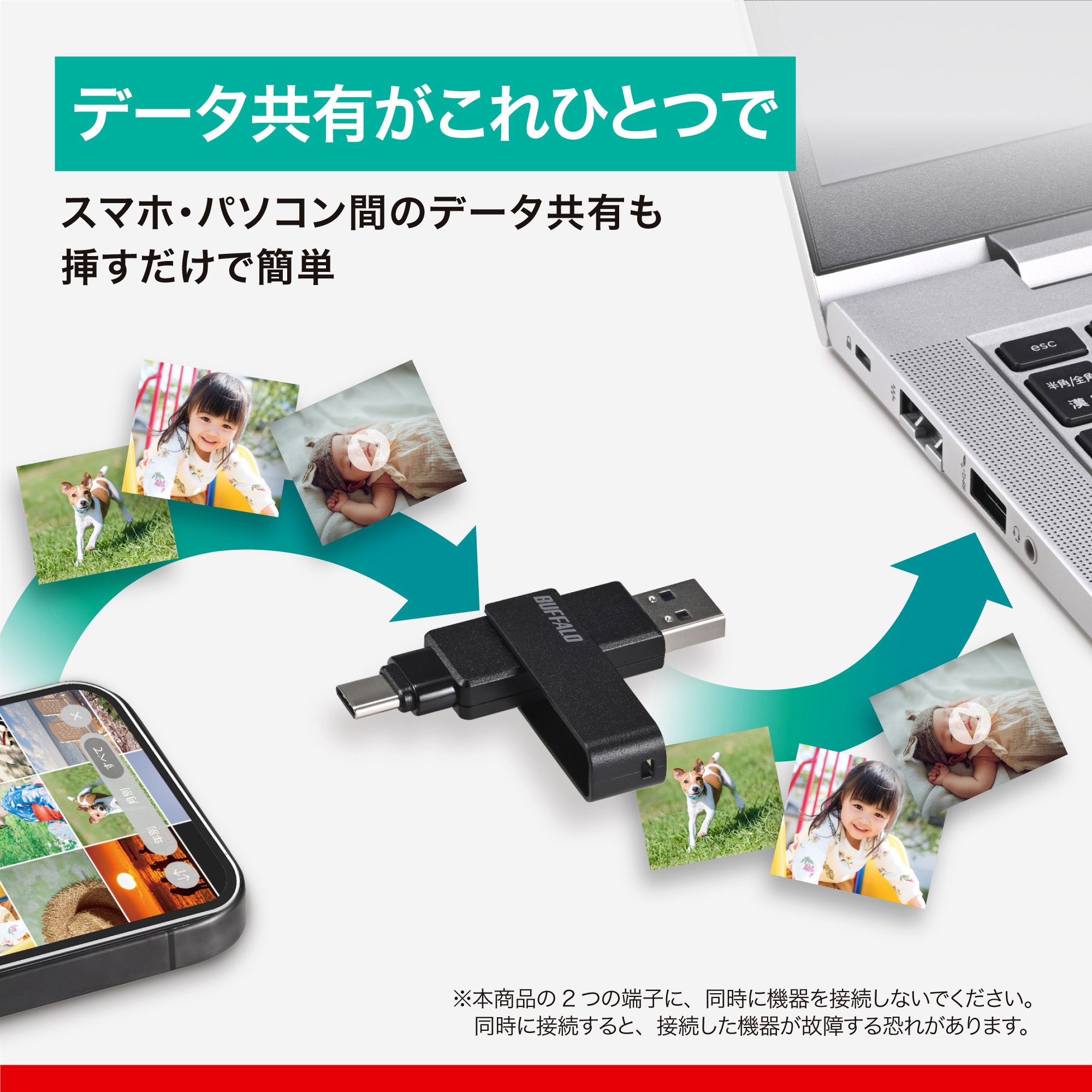 RUF3-ACR32G-BK USB3.2(Gen1)対応 Type-AC両対応 回転式USBメモリー