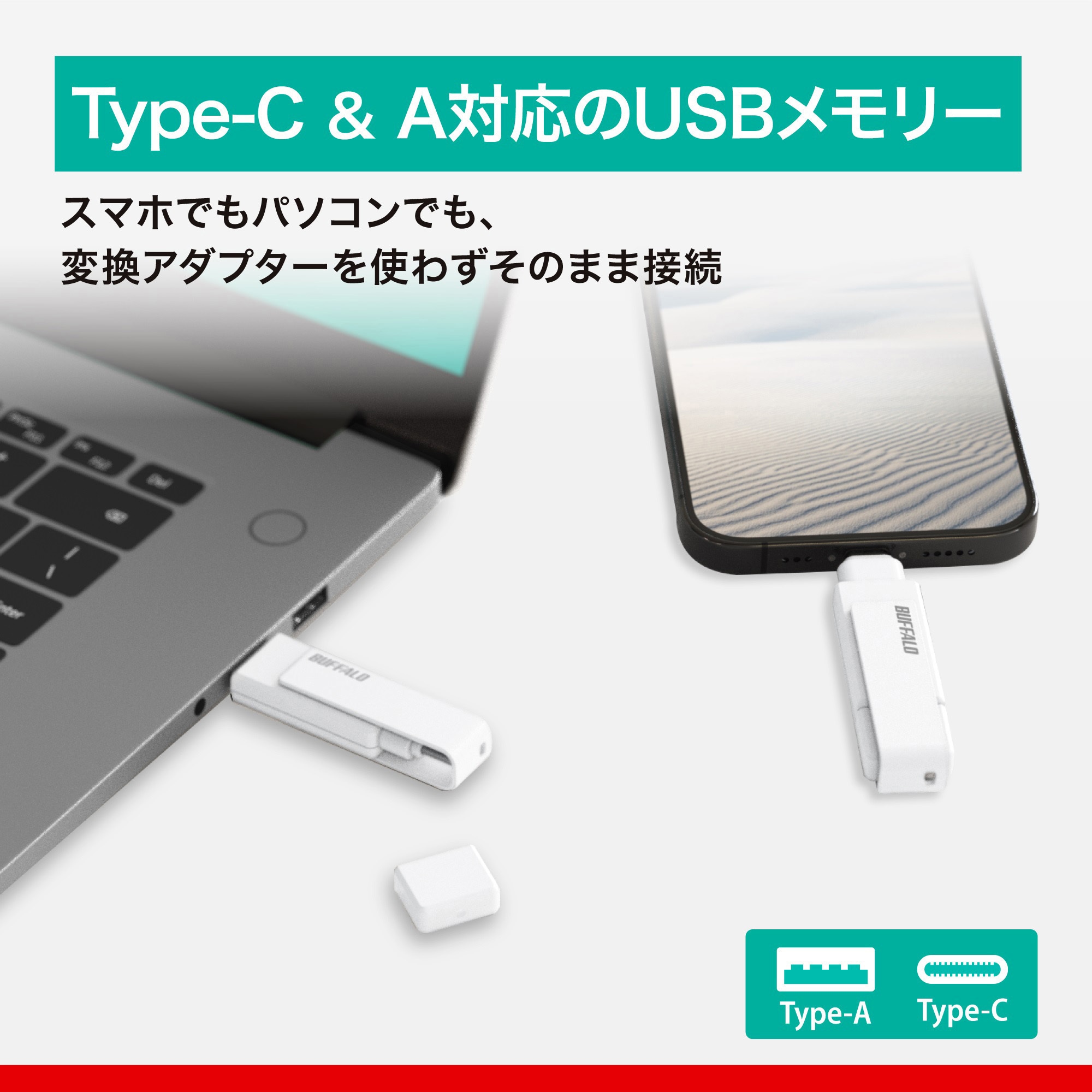 RUF3-ACR32G-WH USB3.2(Gen1)対応 Type-AC両対応 回転式USBメモリー