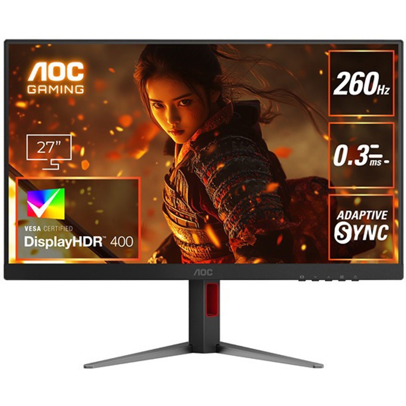 Q27G4Z/11 ゲーミング液晶ディスプレイ 27型/2560×1440/260Hz AOC 色(本体)Black & Red 入力端子HDMI 2.0 × 1， DisplayPort 1.4 × 1