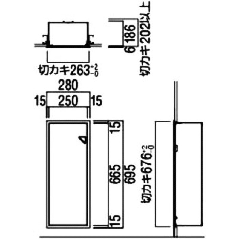 UFB-1F-2741N-MPL ブラケットレス消火器ケース(全埋込) UNION(ユニオン