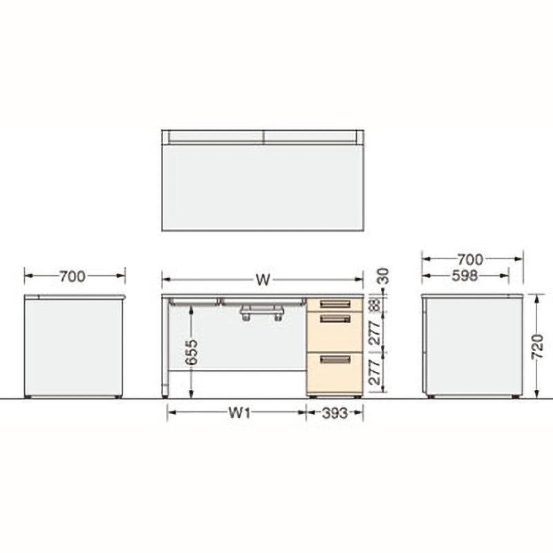 YDH-M107SLSP-D-MW 机 LION (ライオン事務器) 幅1000mm奥行700mm高さ720mm  YDH-M107SLSP-D-MW