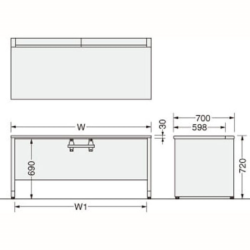 YDH-M247NP-PWW 机 LION (ライオン事務器) アジャスター付 幅2400mm奥行700mm高さ720mm  YDH-M247NP-PWW