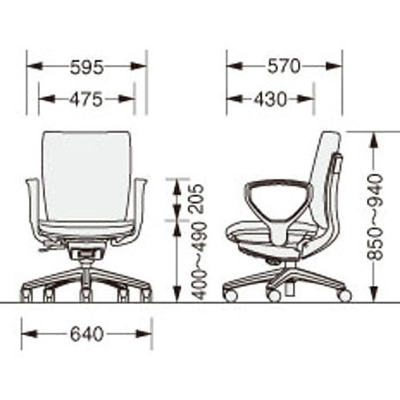 No.2611F エルビス LION (ライオン事務器) ミドルバック ボルドー色 サークルアームタイプ 幅640mm奥行570mm高さ895～985mm