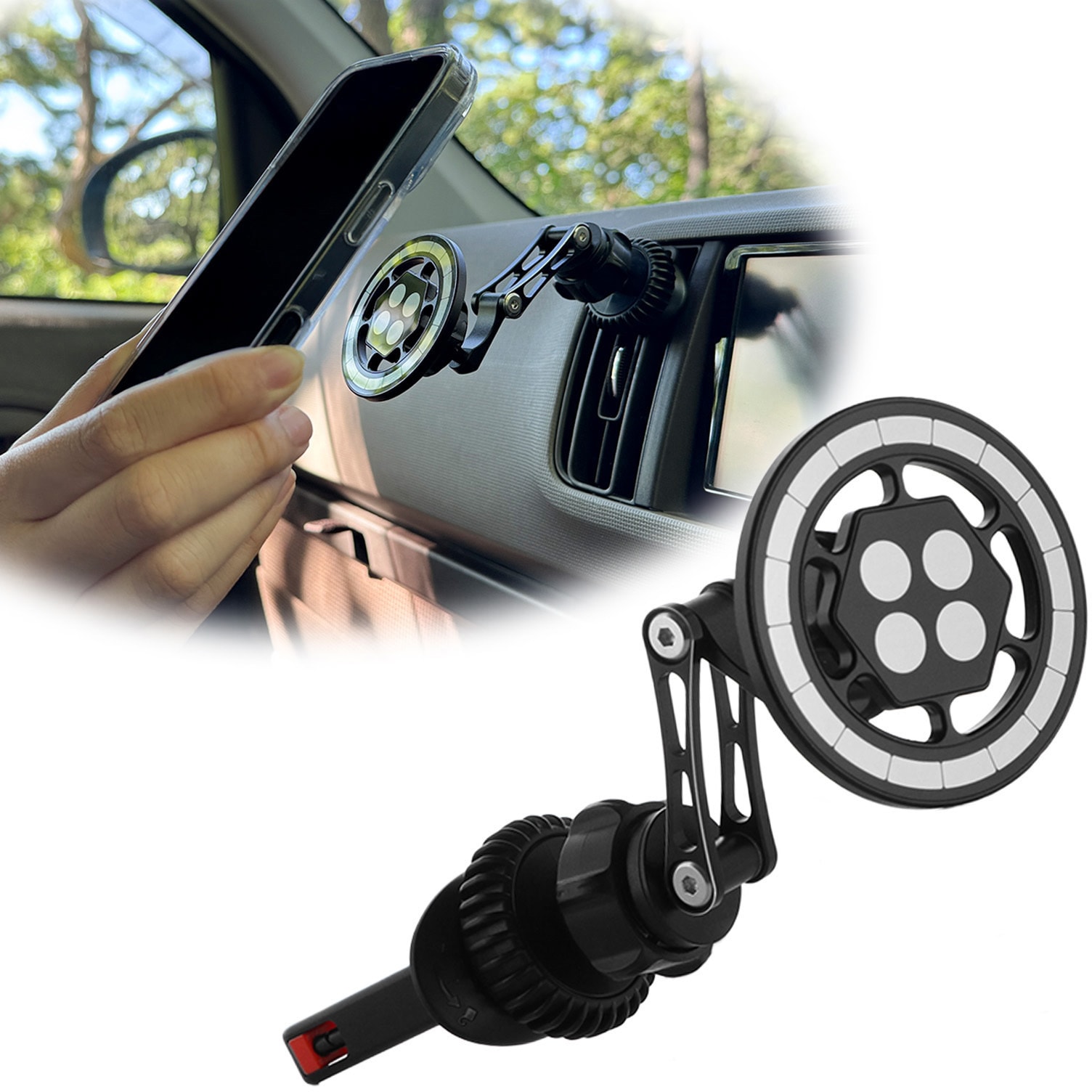 SSK-CH12BK MagSafe対応 車載ホルダー エアコン吹出口用 ロングアーム Aタイプ ブラック  MagSafe非対応機種・ケースも使える 1個 Smart Stock 【通販モノタロウ】