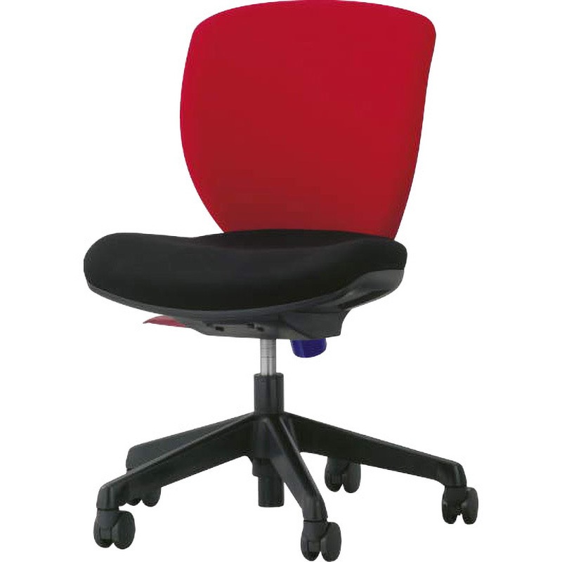 No.1270F シルフィード LION (ライオン事務器) アームレスタイプ ローバック ファイアーレッド色 幅610mm奥行536mm高さ800～910mm