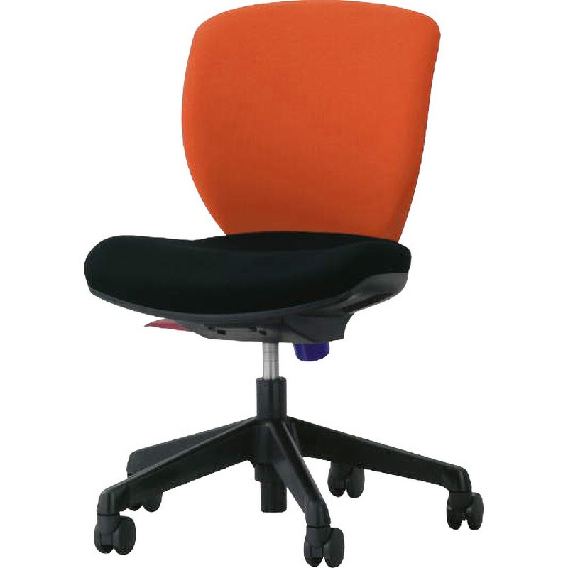 No.1270F シルフィード LION (ライオン事務器) アームレスタイプ ローバック シャインオレンジ色 幅610mm奥行536mm高さ800～910mm