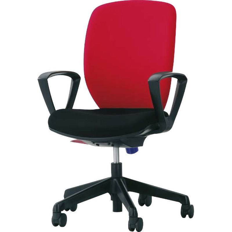 No.1276F シルフィード LION (ライオン事務器) サークルアームタイプ ハイバック ファイアーレッド色 幅610mm奥行546mm高さ895～1005mm