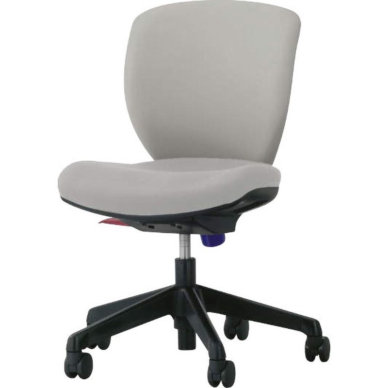 No.1270S シルフィード LION (ライオン事務器) アームレスタイプ ローバック ライトグレー色 幅610mm奥行536mm高さ800～910mm