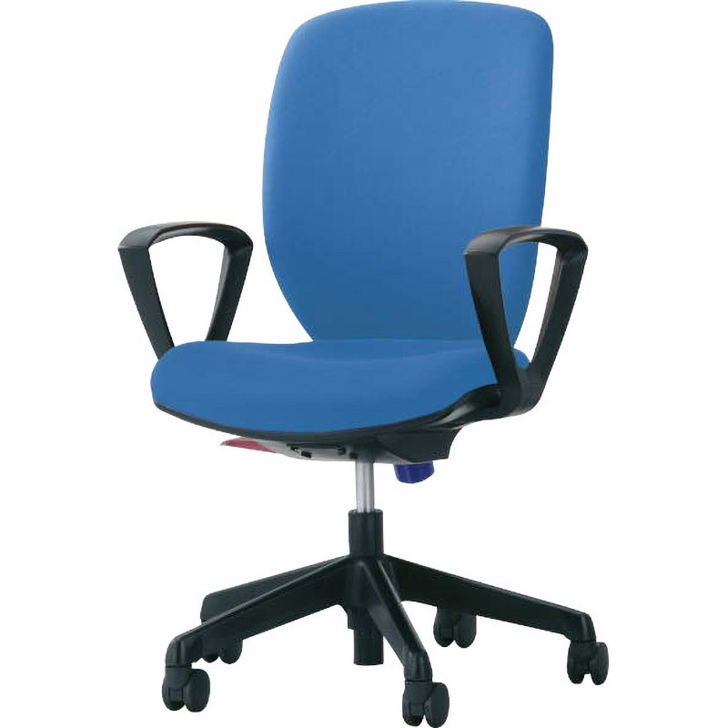 No.1276S シルフィード LION (ライオン事務器) サークルアームタイプ ハイバック ブルー色 幅610mm奥行546mm高さ895～1005mm