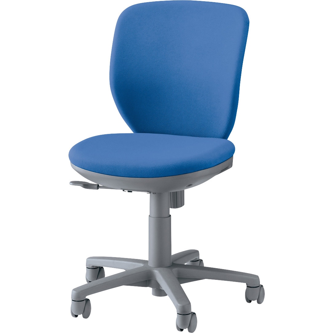 No.290F チェアー LION (ライオン事務器) アームレスタイプ ブルー色 幅535mm奥行485mm高さ780～880mm