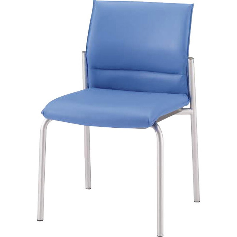 No.4100S ミーティング用チェアー ユニティア LION (ライオン事務器) ブルー キャスターあり スタッキング4脚 肘掛なし 高さ780mm幅500mm奥行545mm