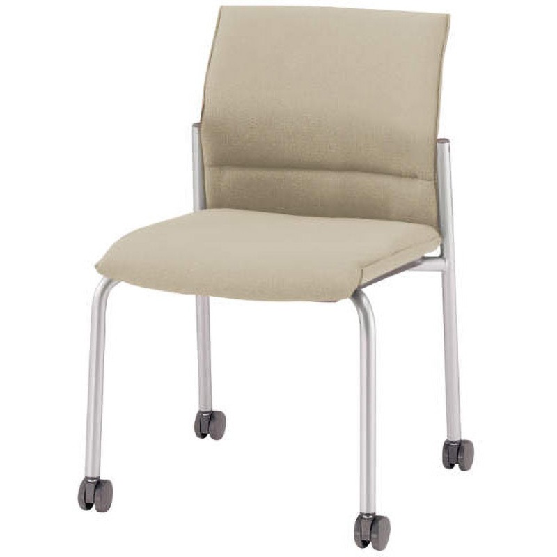No.4102F ミーティング用チェアー ユニティア LION (ライオン事務器) サンドベージュ キャスターあり スタッキング2脚 肘掛なし 高さ780mm幅520mm奥行545mm