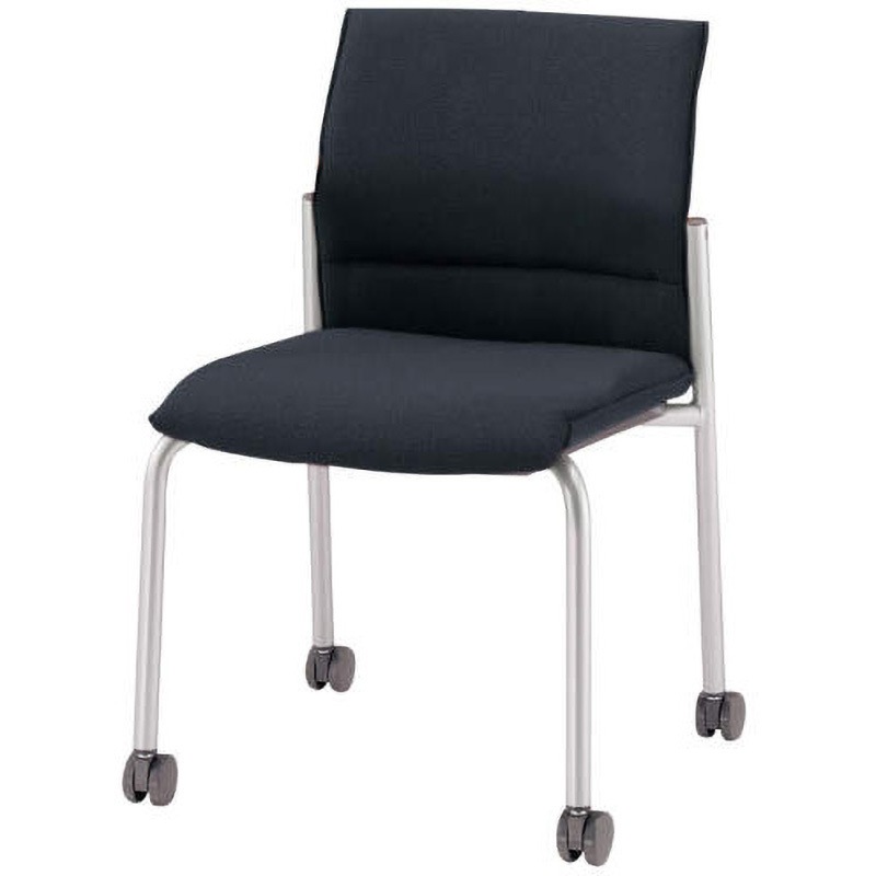 No.4102F ミーティング用チェアー ユニティア LION (ライオン事務器) オフブラック キャスターあり スタッキング2脚 肘掛なし 高さ780mm幅520mm奥行545mm