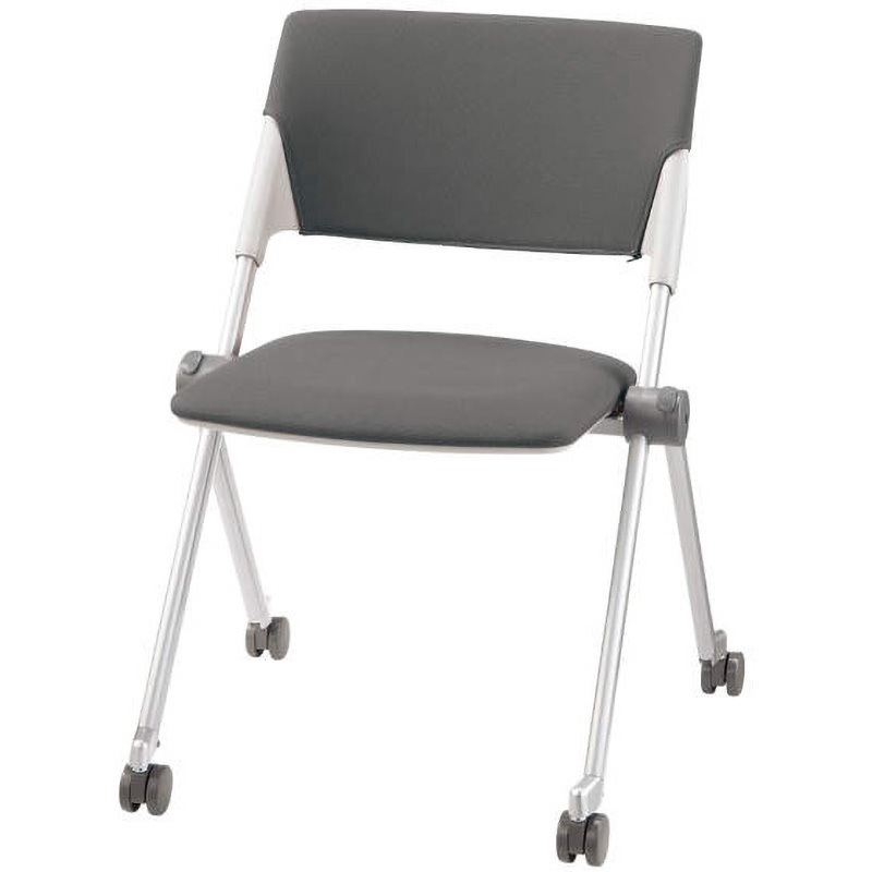 No.2815F チェアー LION (ライオン事務器) キャスターあり マウスグレー色 スタッキング可・8脚 肘掛なし 高さ785mm幅580mm奥行555mm