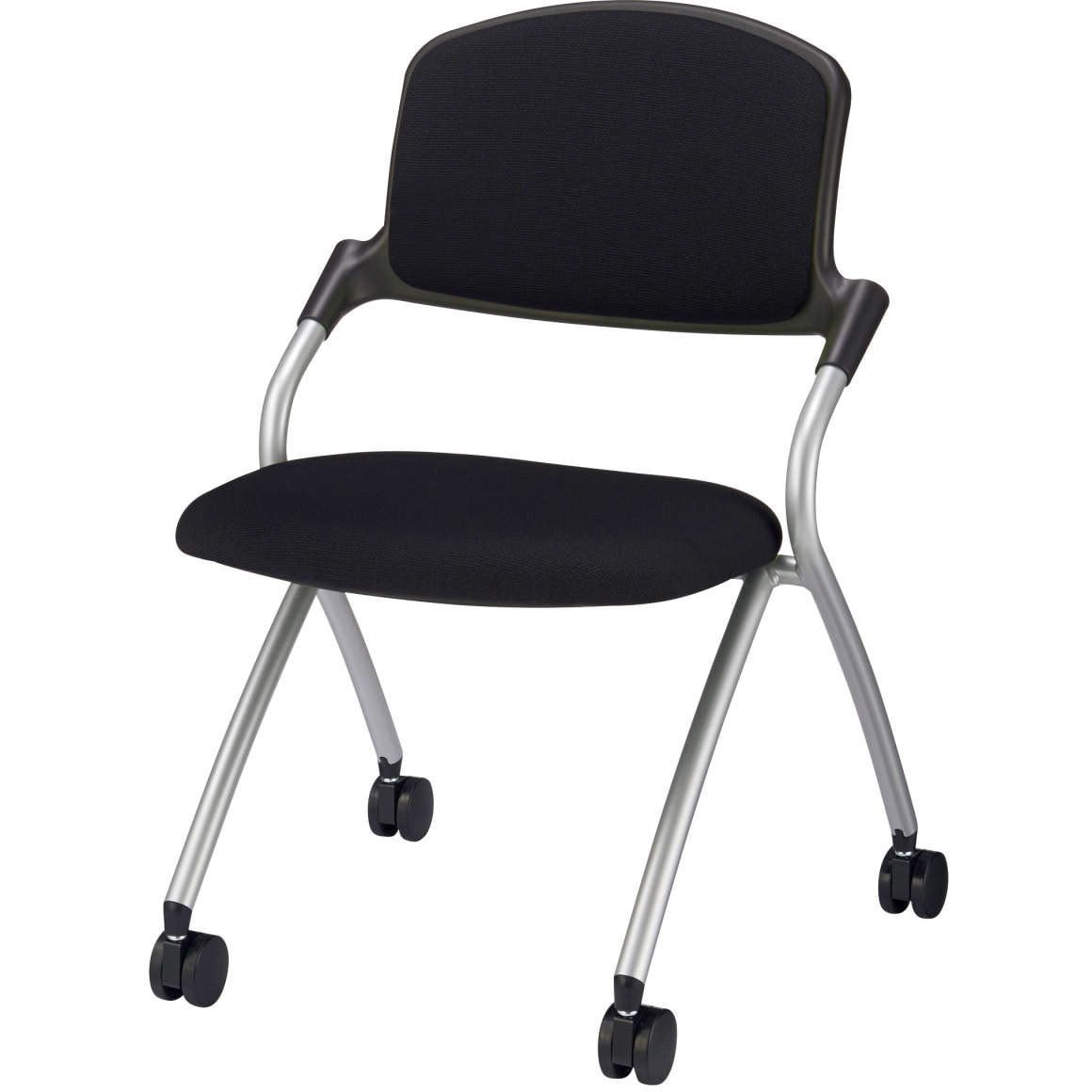 No.1910F サテラ LION (ライオン事務器) ブラック色 キャスターあり スタッキング可 高さ800mm幅550mm奥行415mm