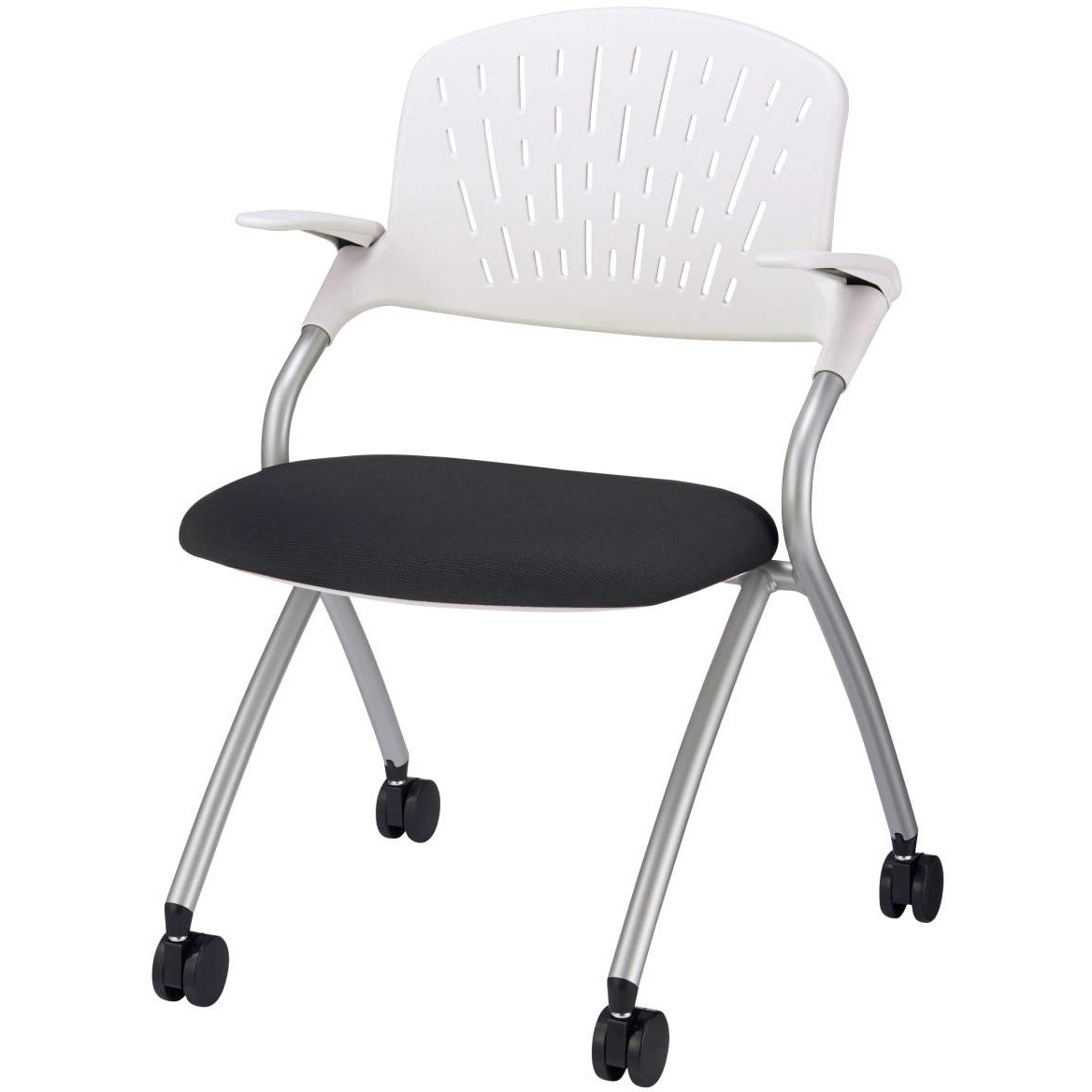 No.1921F サテラ LION (ライオン事務器) ブラック色 キャスターあり 背ヌードタイプ 高さ800mm幅550mm奥行415mm