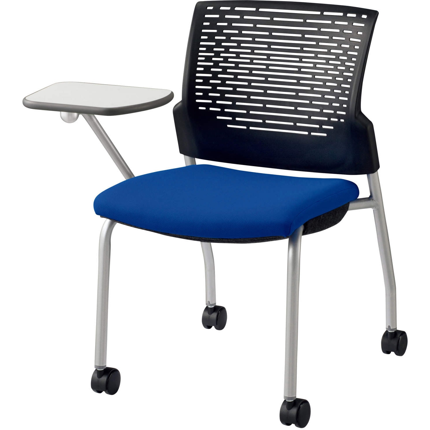 No.1762F ミーティング用チェアー スターブ LION (ライオン事務器) ブルー色 キャスターあり スタッキング可・2脚 高さ797mm幅585mm奥行761mm