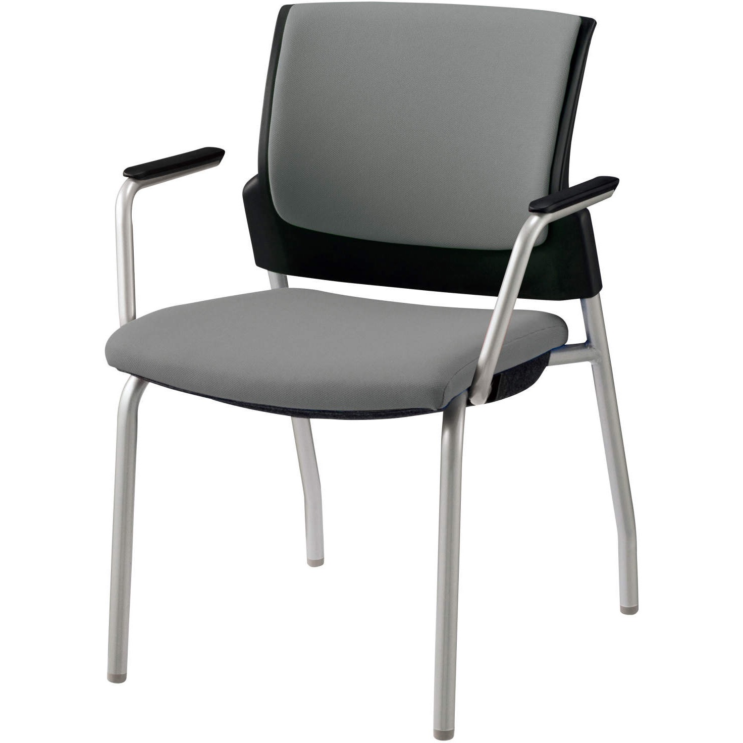 No.1756F ミーティング用チェアー スターブ LION (ライオン事務器) グレー キャスターなし スタッキング可・3脚 肘掛あり 高さ797mm幅580mm奥行575mm
