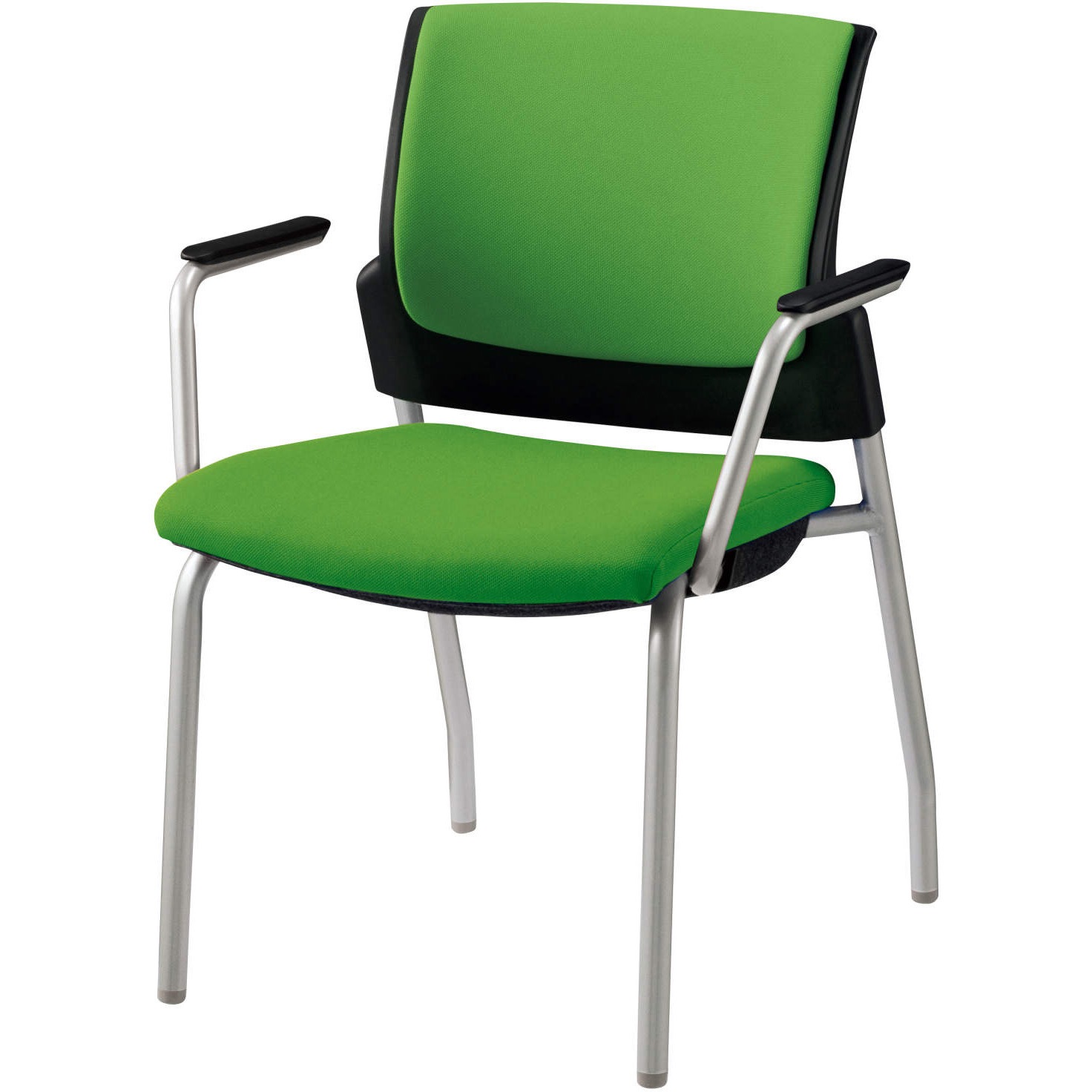 No.1756F ミーティング用チェアー スターブ LION (ライオン事務器) グリーン キャスターなし スタッキング可・3脚 肘掛あり 高さ797mm幅580mm奥行575mm 20,576円