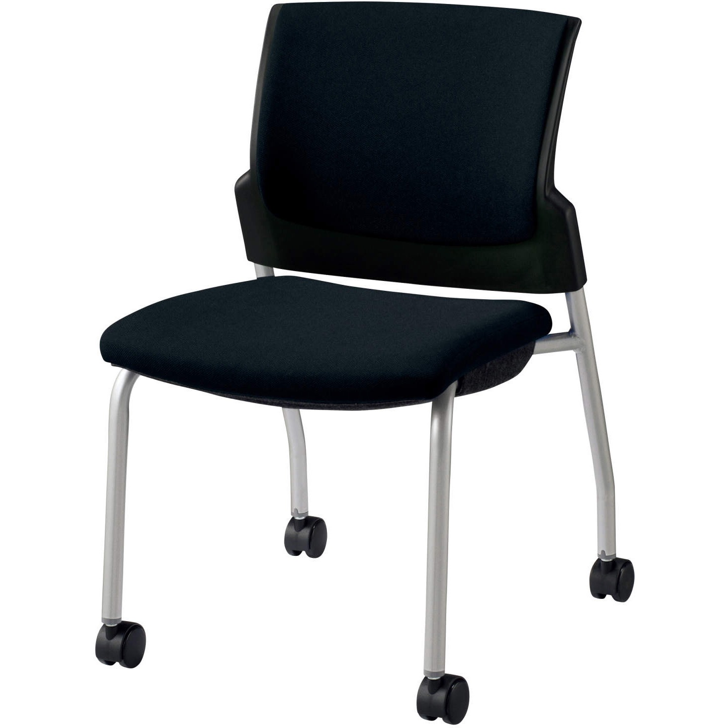 No.1765F ミーティング用チェアー スターブ LION (ライオン事務器) ブラック色 キャスターあり スタッキング可・3脚 高さ797mm幅514mm奥行591mm