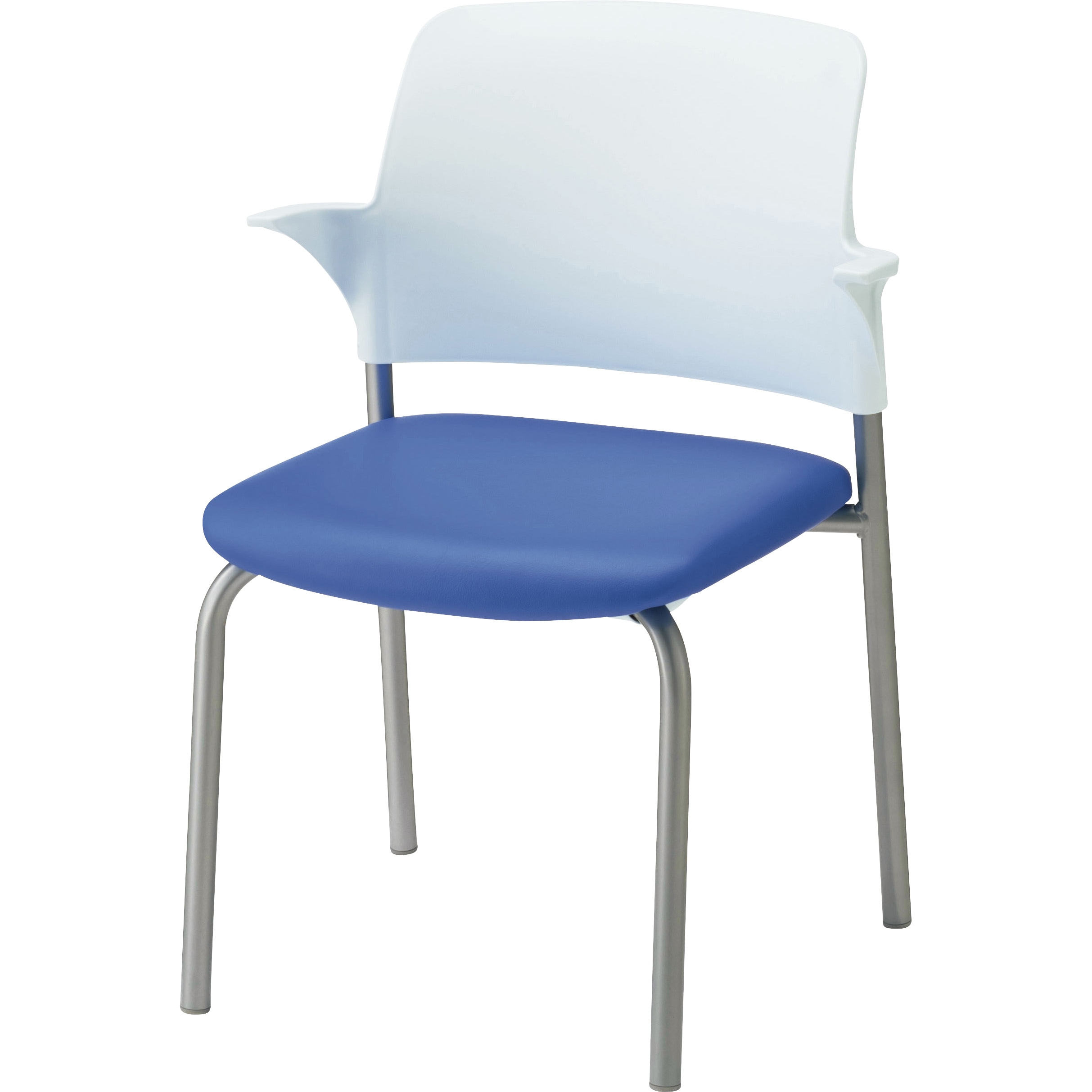 No.1420S ミーティング用チェアー フルト LION (ライオン事務器) ブルー色 防汚 4本脚タイプ 質量4.5kg 高さ788mm幅495mm奥行520mm