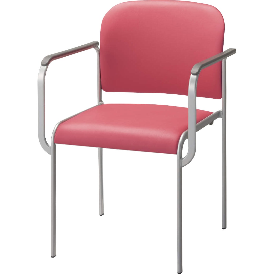 No.661S スタッキングチェアー LION (ライオン事務器) ローズ色 スタッキング6脚 抗菌 肘掛あり 高さ760mm幅518mm奥行536mm