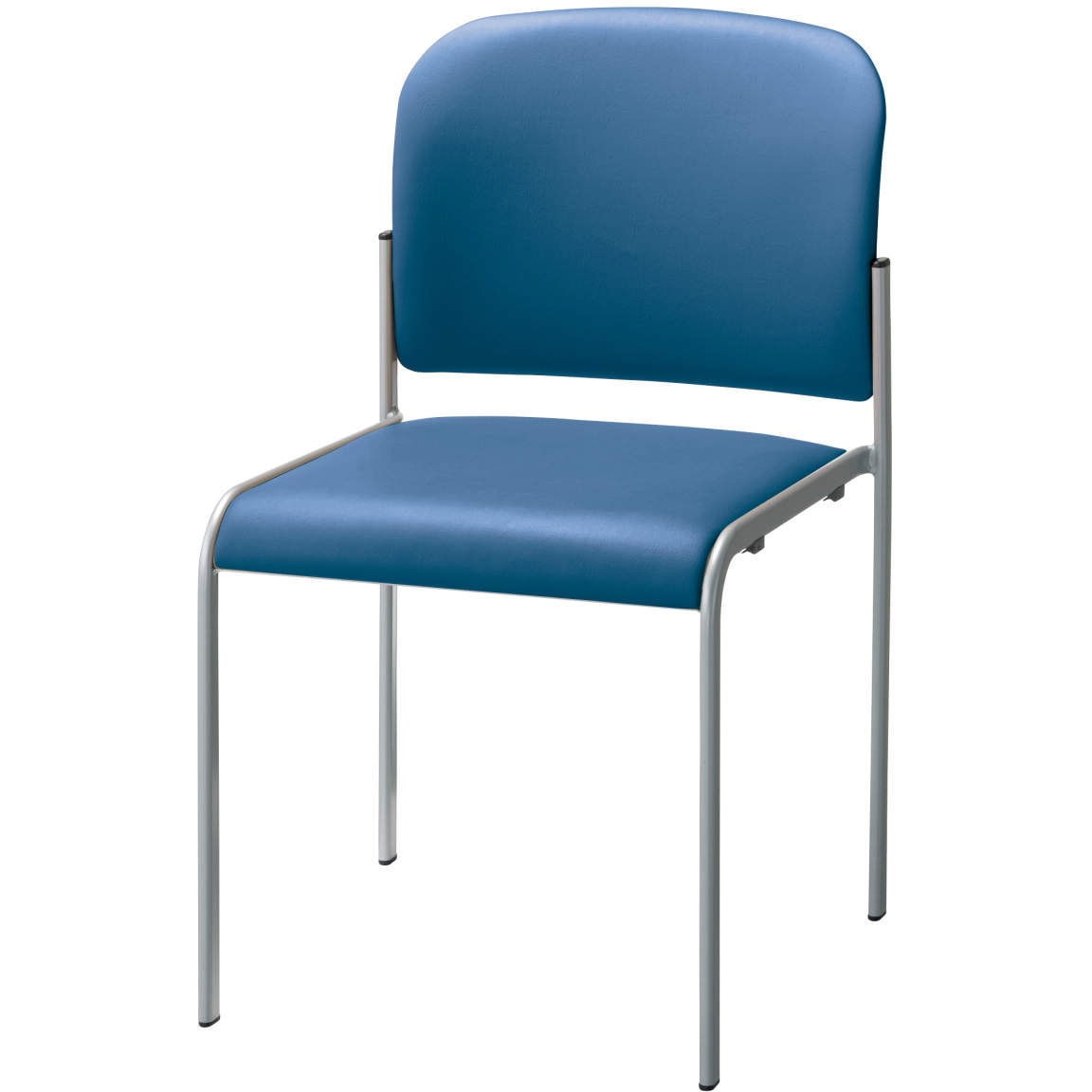 No.660S スタッキングチェアー LION (ライオン事務器) ブルー色 スタッキング6脚 肘掛なし 質量4.3kg 高さ760mm幅458mm奥行546mm