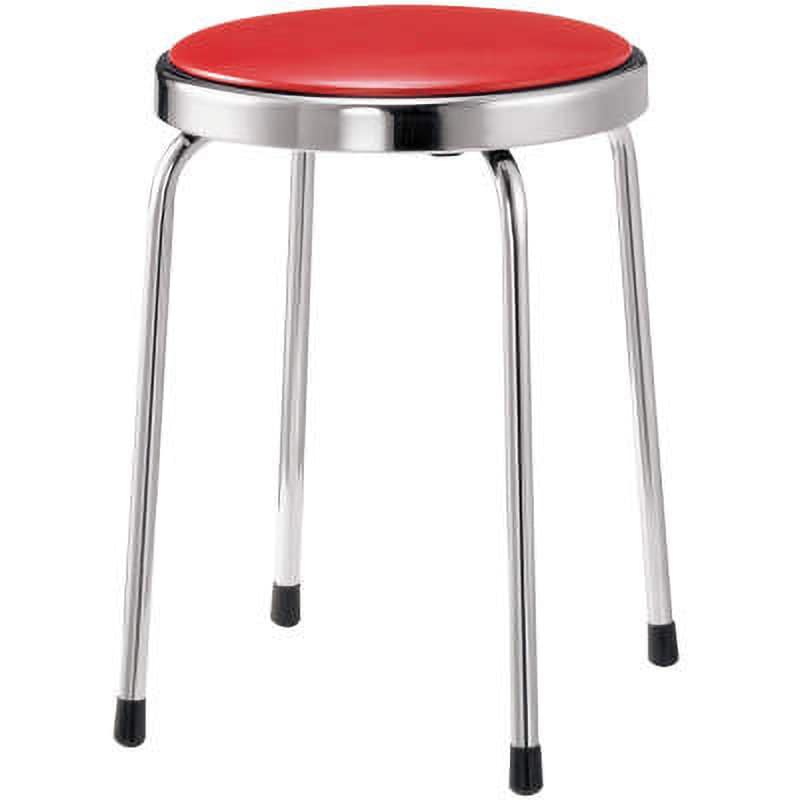 No.44 丸イス LION (ライオン事務器) 不可 レッド色 高さ465mm幅340mm奥行340mm