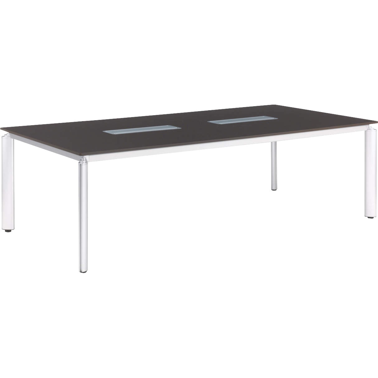 ALB-07-2412C-W テーブル LION (ライオン事務器) 木製・メラミン化粧板 ホワイト色 ロータイプ・配線ボックス付  ALB-07-2412C-W