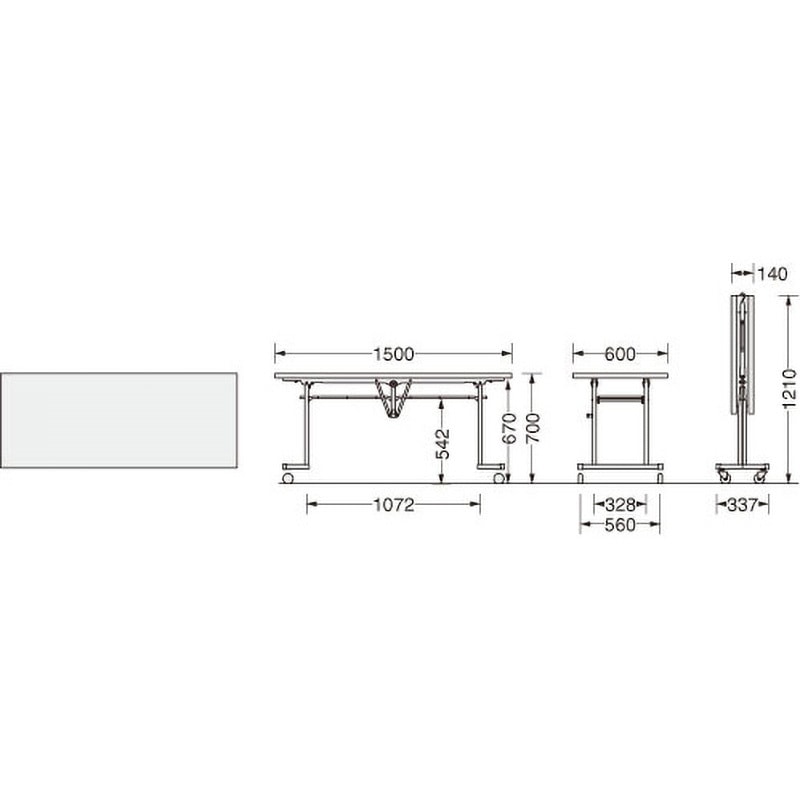 SK-1S デリカテーブル LION (ライオン事務器) キャスターあり チーク色 高さ700mm幅1500mm奥行600mm  SK-1S